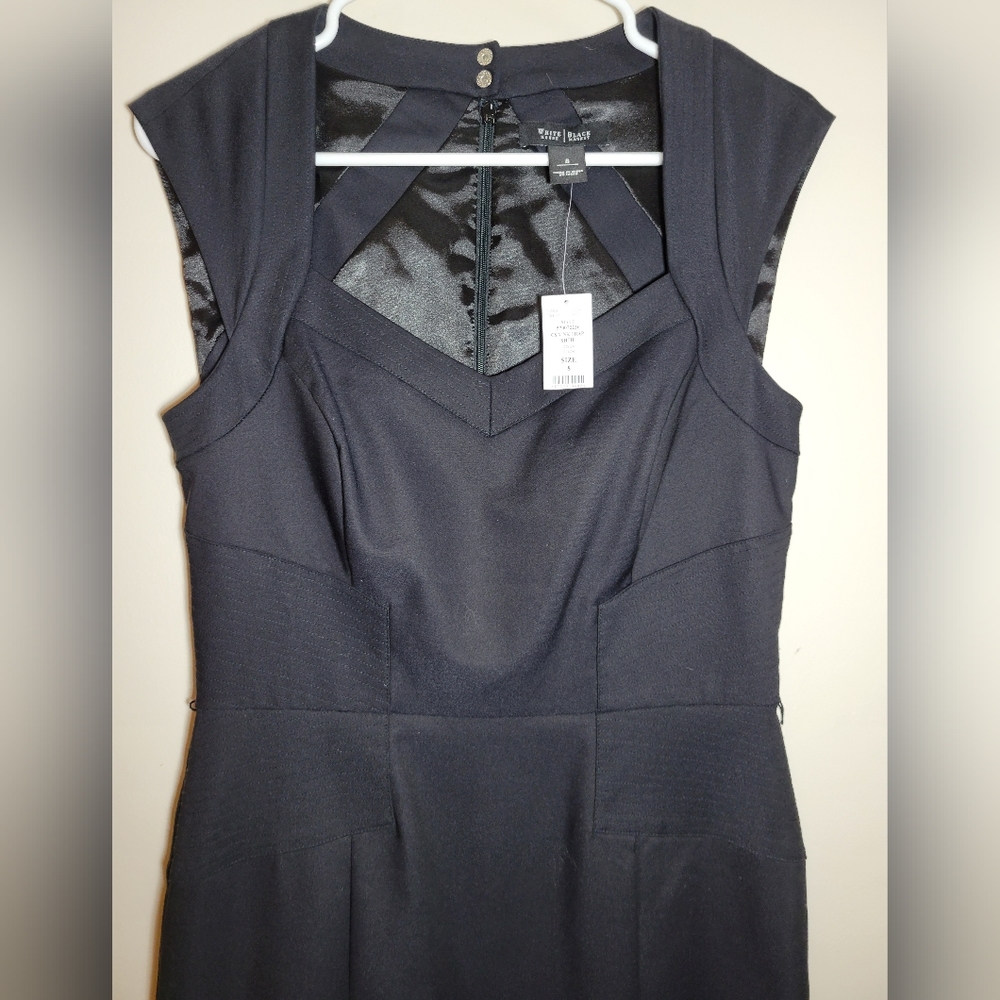 New WHBM Black Sheath Dress  SZ 8 - Picture 5 of 10
